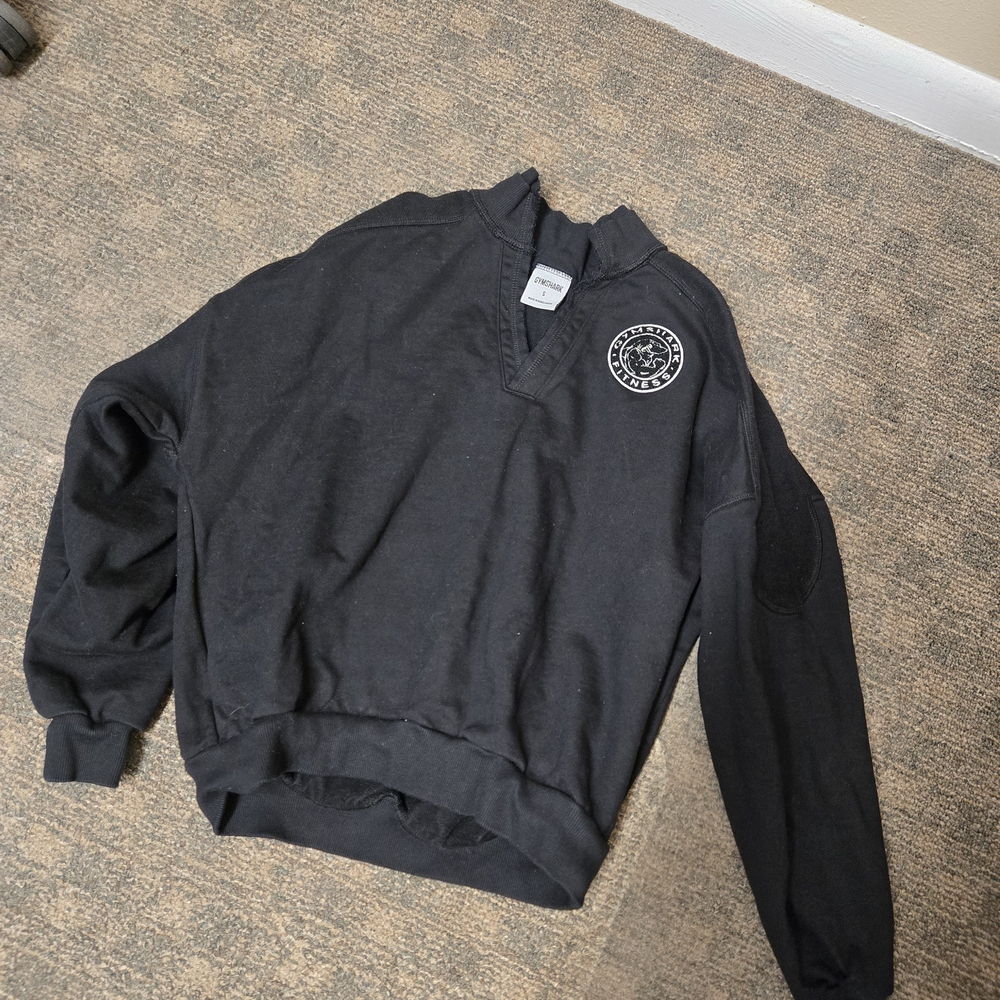 Black Women's Pullover Sweatshirt with Patch Logo